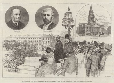 Ouverture de la nouvelle mairie de Birkenhead, le maire parlant depuis le balcon extérieur - Frank Watkins